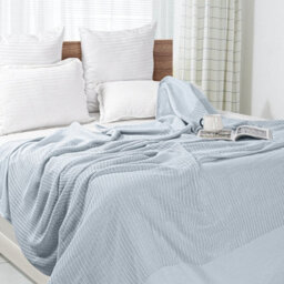 Ehc Lightweight Hand Woven Adult Cellular Cotton Blanket,king 230 X 250Cm - Light Grey - thumbnail 3