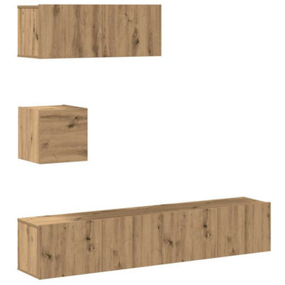 Berkfield Classic 4 Piece Tv Cabinet Set Wall-Mounted Artisan Oak Engineered Wood