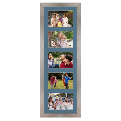 AK Frames 26X8 Aluminum Modern Multi Photo Frame With Pompadour Mount - Holds 5 Apertures (5X) 6X4 Photos - image 1