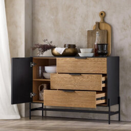 Sobuy Hfsb02-Sch,rattan Sideboard Shoe Storage Cabinet With Shelf,black,w113Xd40Xh82.5 - thumbnail 4