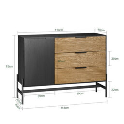 Sobuy Hfsb02-Sch,rattan Sideboard Shoe Storage Cabinet With Shelf,black,w113Xd40Xh82.5 - thumbnail 3