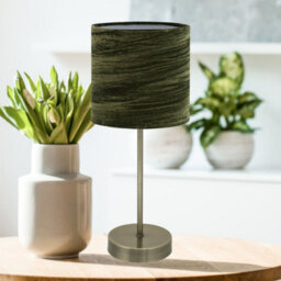 First Choice Lighting Antique Brass Stick Table Lamp With Green Crushed Velvet Shade - thumbnail 2