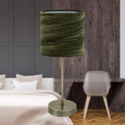 First Choice Lighting Antique Brass Stick Table Lamp With Green Crushed Velvet Shade - thumbnail 3