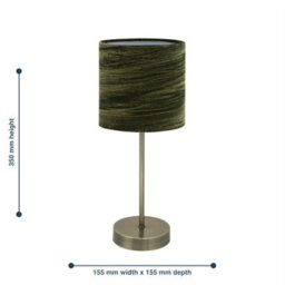 First Choice Lighting Antique Brass Stick Table Lamp With Green Crushed Velvet Shade - thumbnail 4