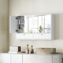 Costway Wall-Mounted Bathroom Cabinet With Mirror Double Door Storage Cabinet - thumbnail 8