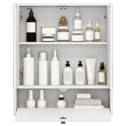 Costway Wall-Mounted Bathroom Cabinet With Mirror Double Door Storage Cabinet - thumbnail 9