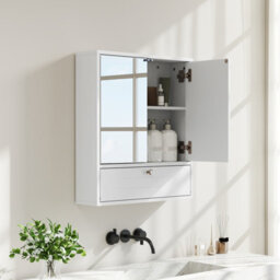 Costway Wall-Mounted Bathroom Cabinet With Mirror Double Door Storage Cabinet - thumbnail 7