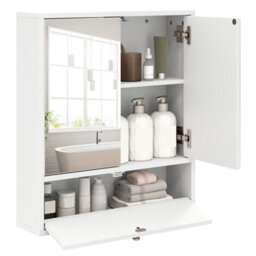 Costway Wall-Mounted Bathroom Cabinet With Mirror Double Door Storage Cabinet - thumbnail 2
