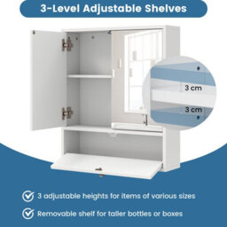 Costway Wall-Mounted Bathroom Cabinet With Mirror Double Door Storage Cabinet - thumbnail 5