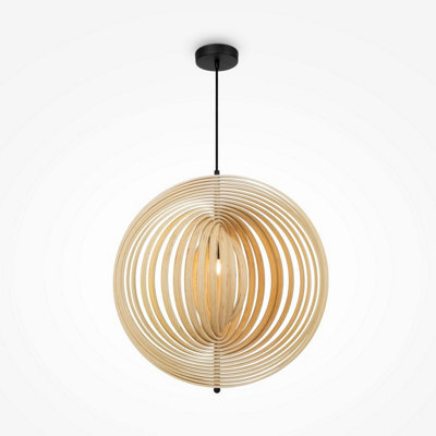 Luminosa Lighting Luminosa Roots Modern 60Cm Spherical Pendant Ceiling Light Black 1Xe27 Beige Shade - image 1