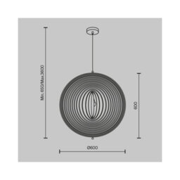 Luminosa Lighting Luminosa Roots Modern 60Cm Spherical Pendant Ceiling Light Black 1Xe27 Beige Shade - thumbnail 2