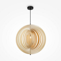 Luminosa Lighting Luminosa Roots Modern 60Cm Spherical Pendant Ceiling Light Black 1Xe27 Beige Shade - thumbnail 1