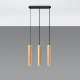 Luminosa Lighting Luminosa Lino Triple Hanging Pendant Light Natural Wood Gu10