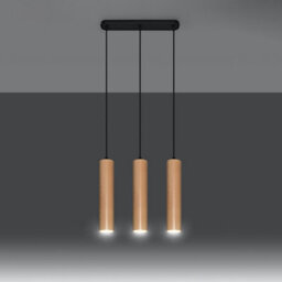 Sollux Lighting Lino Wood Natural 3L Light Classic Pendant Ceiling Light - thumbnail 2