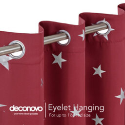 Deconovo Blackout Eyelet Thermal Insulated Silver Star Foil Printed Curtains For Kids Bedroom, W46 X L84 Inch, Red, 2 Panels - thumbnail 7