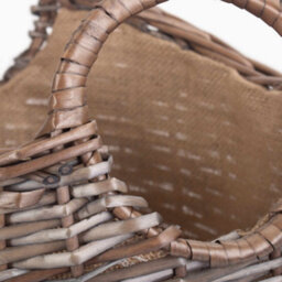 Red Hamper W061 Wicker Small Scoop Neck Antique Wash Hessian Lined Log Basket - thumbnail 5