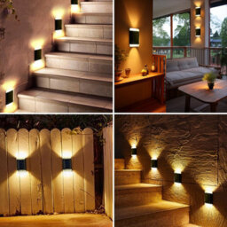 Pack Of 8 Solar Powered Wall Lights Led Outdoor Garden Lamp - thumbnail 4