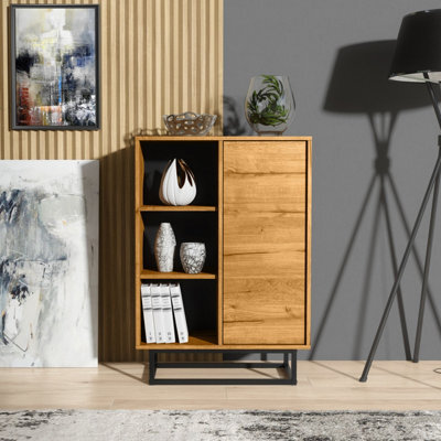 Sideboard 100Cm Sideboard Cabinet Cupboard Tv Stand Living Room Oak - image 1