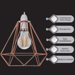 Giggi Hsh  Rose Gold Cage Metal Basket Ceiling Light Shade - thumbnail 3