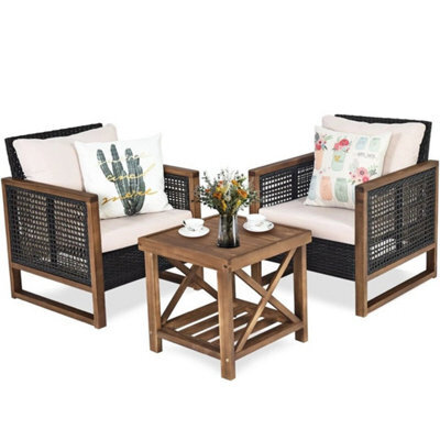 3Pcs Patio Furniture Set Outdoor Garden Conversation Set With Cushions - image 1