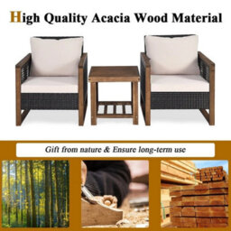 3Pcs Patio Furniture Set Outdoor Garden Conversation Set With Cushions - thumbnail 6