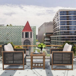 3Pcs Patio Furniture Set Outdoor Garden Conversation Set With Cushions - thumbnail 4