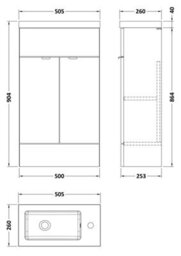 Hudson Reed Fusion Floor Standing Compact Vanity Unit & Basin, Stylish Vanity Unit With Basin, Bleached Oak, 500mm - thumbnail 3