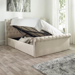 Aspire Chesterfield Ottoman Storage Bed In Natural Linen, Size Superking - thumbnail 2