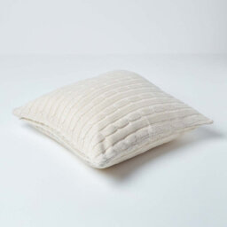 Homescapes Cotton Cable Knit Natural Cushion Cover, 45 X 45 Cm - thumbnail 3