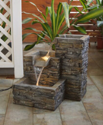 Outdoor Living UK Solar Stone Pouring Columns Traditional Water Feature Without Cover