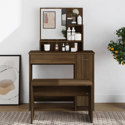 Walplus Dressing Table With Mirror Brown Oak 86.5X35X136 Cm - image 1