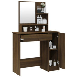 Walplus Dressing Table With Mirror Brown Oak 86.5X35X136 Cm - thumbnail 5