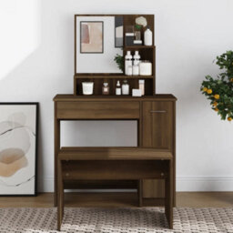 Walplus Dressing Table With Mirror Brown Oak 86.5X35X136 Cm - thumbnail 1