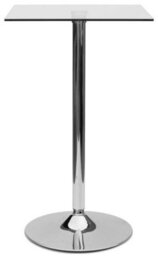 Farley Glass Table Tall Bar Poseur Shiny Chrome Clear Square Top - thumbnail 3