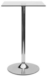 Farley Glass Table Tall Bar Poseur Shiny Chrome Clear Square Top
