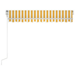 Berkfield Manual Retractable Awning 350X250 Cm Yellow And White - thumbnail 4
