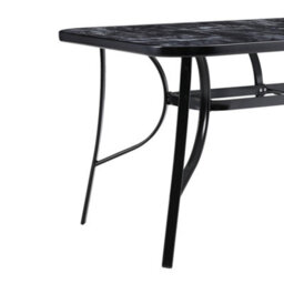 Breeins 150 X 90Cm Outdoor Garden Marble Texture Coffee Table With Tempered Glass Top And Parasol Hole, Black - thumbnail 5