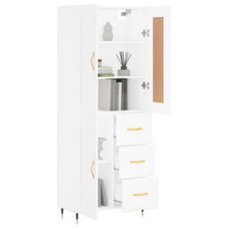 Berkfield Highboard White 69.5X34X180 Cm Engineered Wood - thumbnail 3
