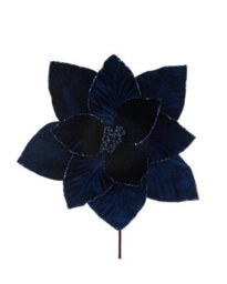 Werchristmas Navy Large Velvet Artificial Poinsettia Flower, 56 Cm - thumbnail 1