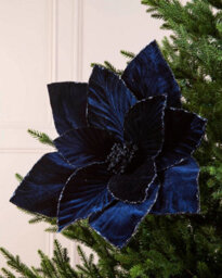 Werchristmas Navy Large Velvet Artificial Poinsettia Flower, 56 Cm - thumbnail 2