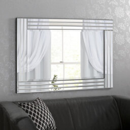 Agenzia 14 Large Venetian Art Deco Triple Glass Framed Wall Mirror 120 X 80Cm - thumbnail 1