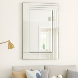 Agenzia 14 Large Venetian Art Deco Triple Glass Framed Wall Mirror 120 X 80Cm - thumbnail 2