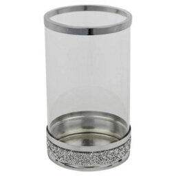 Clear Glass Candle Holder Tealight Pillar Diamante Base Home Wedding Decor - thumbnail 2