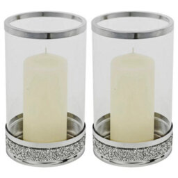Clear Glass Candle Holder Tealight Pillar Diamante Base Home Wedding Decor
