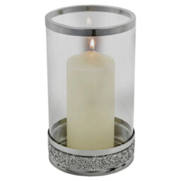 Clear Glass Candle Holder Tealight Pillar Diamante Base Home Wedding Decor - thumbnail 5
