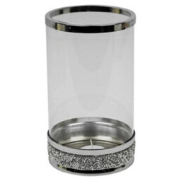Clear Glass Candle Holder Tealight Pillar Diamante Base Home Wedding Decor - thumbnail 4