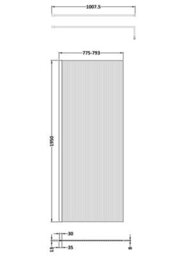 Balterley Shebdon Contemporary Bathroom 8mm Fluted Glass Wetroom Screen With Support Bar, 1950 X 800 X 14mm, Polished Chrome - thumbnail 2