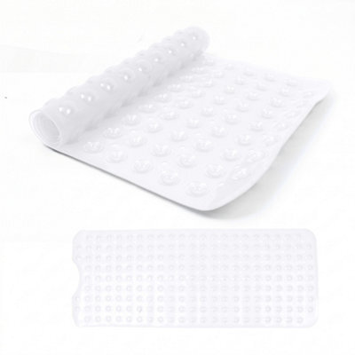 Oxford Homeware Suction Cups Gripper Shower Bath Mat Machine Washable Anti Mould And Mildew Bathroom Mat (White, 38X70Cm) - image 1