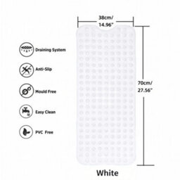 Oxford Homeware Suction Cups Gripper Shower Bath Mat Machine Washable Anti Mould And Mildew Bathroom Mat (White, 38X70Cm) - thumbnail 7