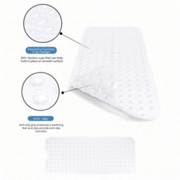 Oxford Homeware Suction Cups Gripper Shower Bath Mat Machine Washable Anti Mould And Mildew Bathroom Mat (White, 38X70Cm) - thumbnail 5